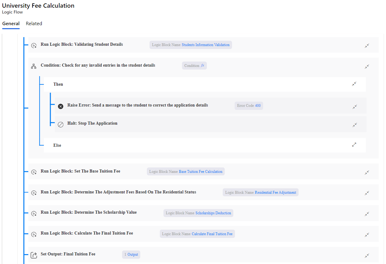 University Fee CalculationS Logic Flow