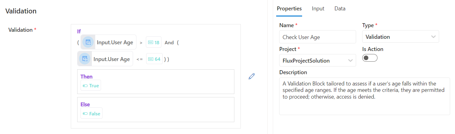 Figure 3: Validation Block To Validate User Age Validate User Age
